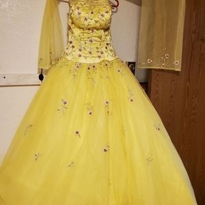 Yellow beaded prom dress